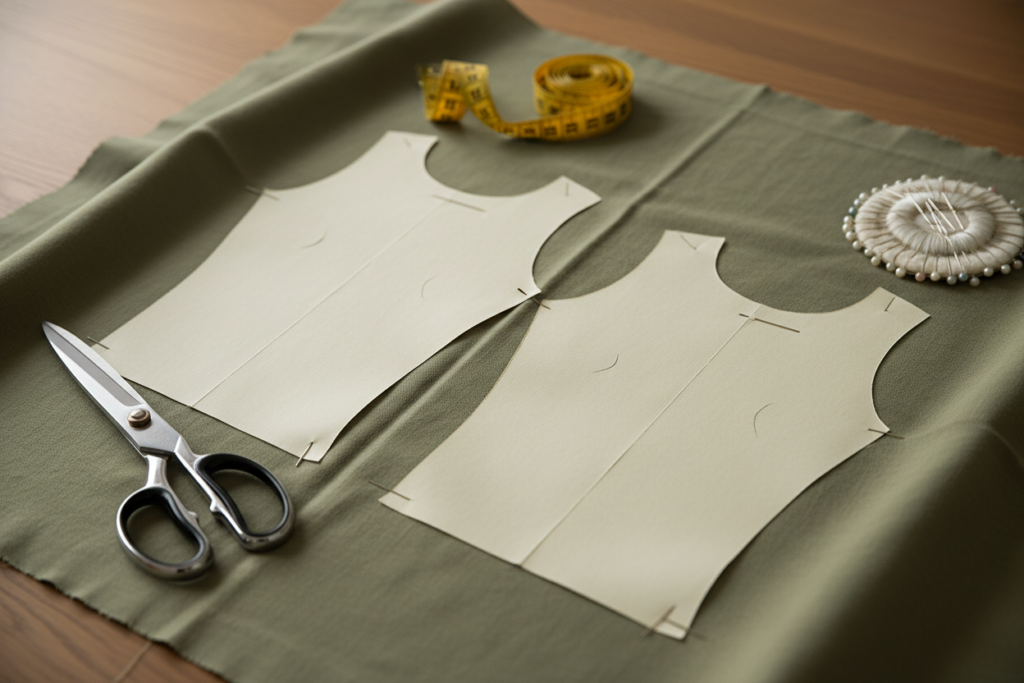 simple beginner-friendly top sewing pattern with fabric and notions