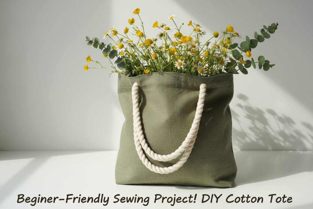 simple cotton tote bag sewing project for beginners