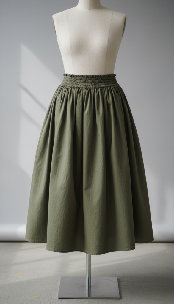 simple gathered skirt made from cotton fabric