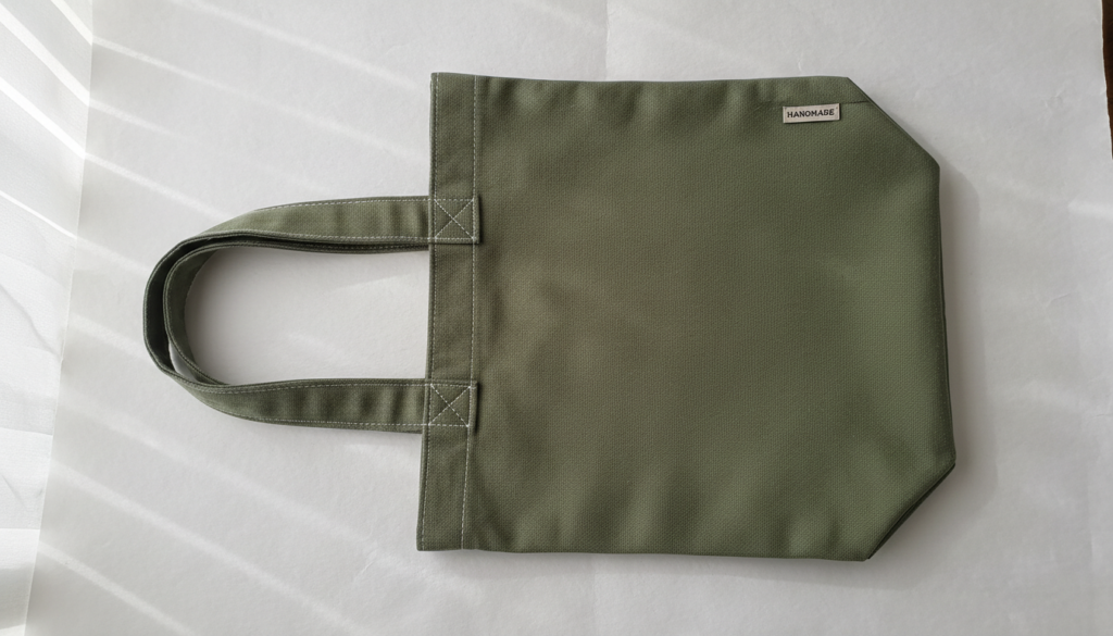simple handmade tote bag sewn from cotton fabric