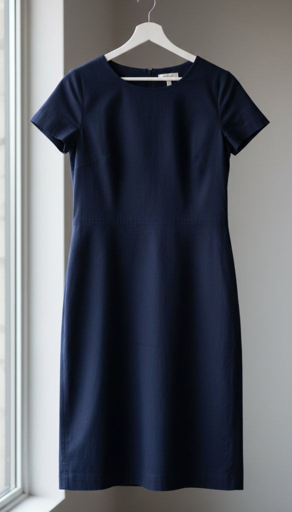 simple shift dress in solid color cotton fabric