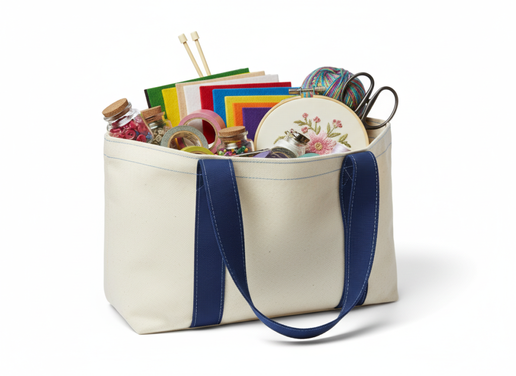 simple tote bag made by kids learning to sew
