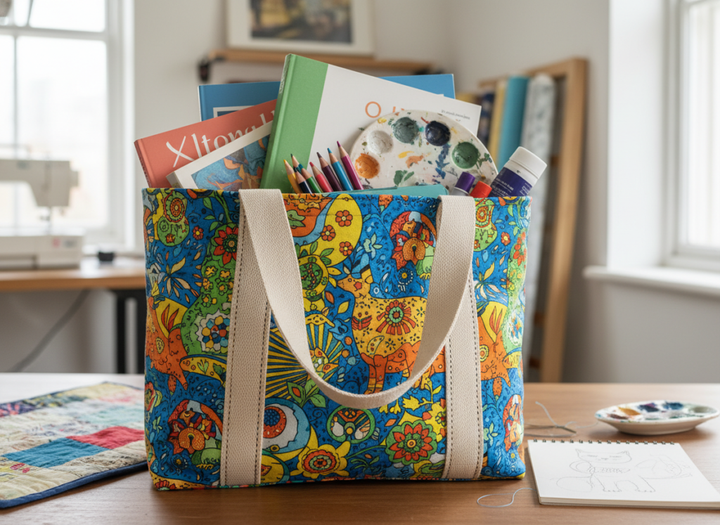 simple tote bag sewing project completed by beginner kids