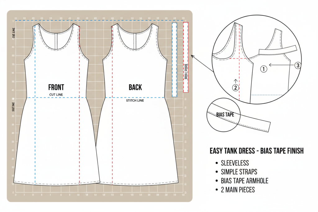 sleeveless tank dress sewing pattern