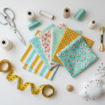 small sewing projects for beginners workspace with colorful fabrics and basic supplies