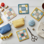 small sewing projects gifts for friends displayed on crafting table