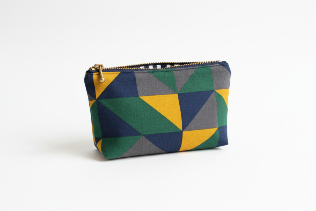 small zippered pouch sewn by hand