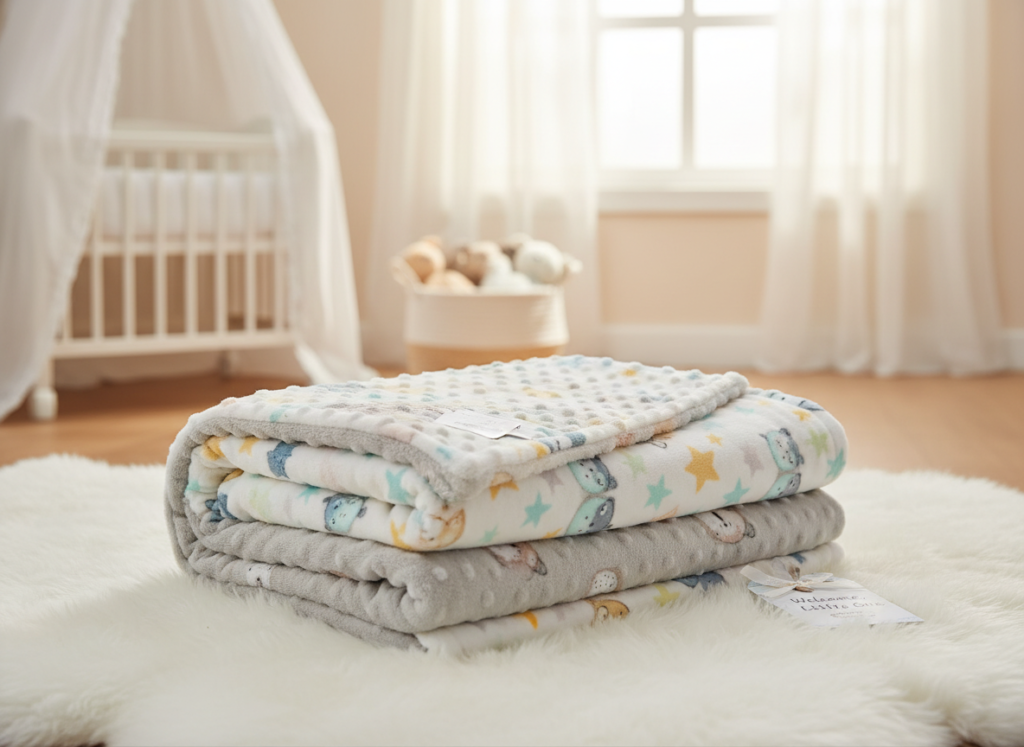 soft handmade baby blanket with cute pattern