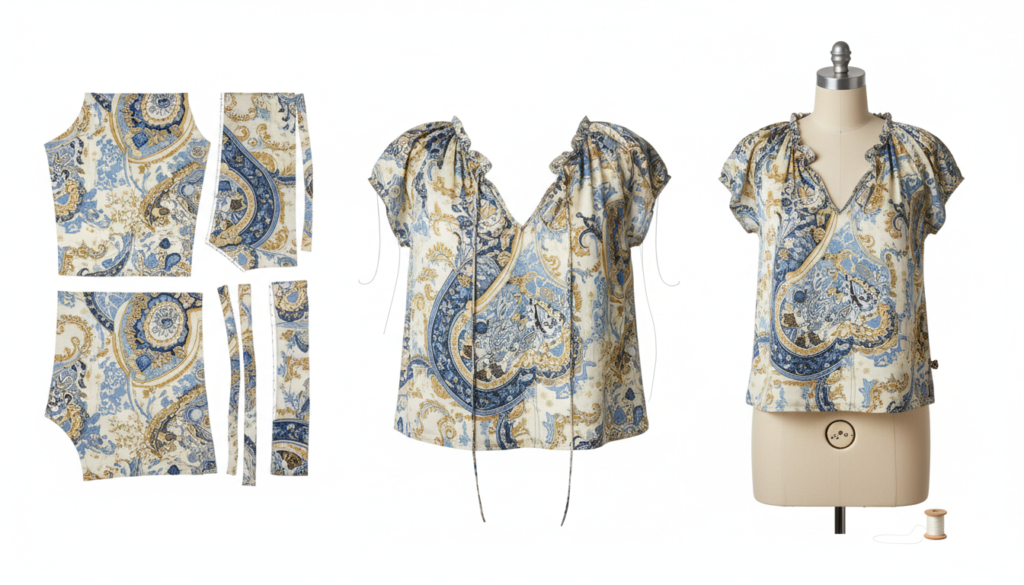 step-by-step sewing process for women's top