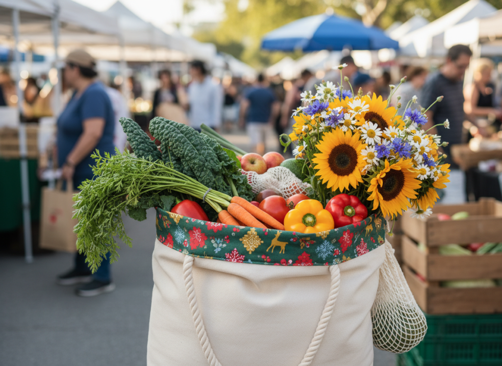 sturdy reusable shopping tote bag handmade gift for environmentally conscious Christmas