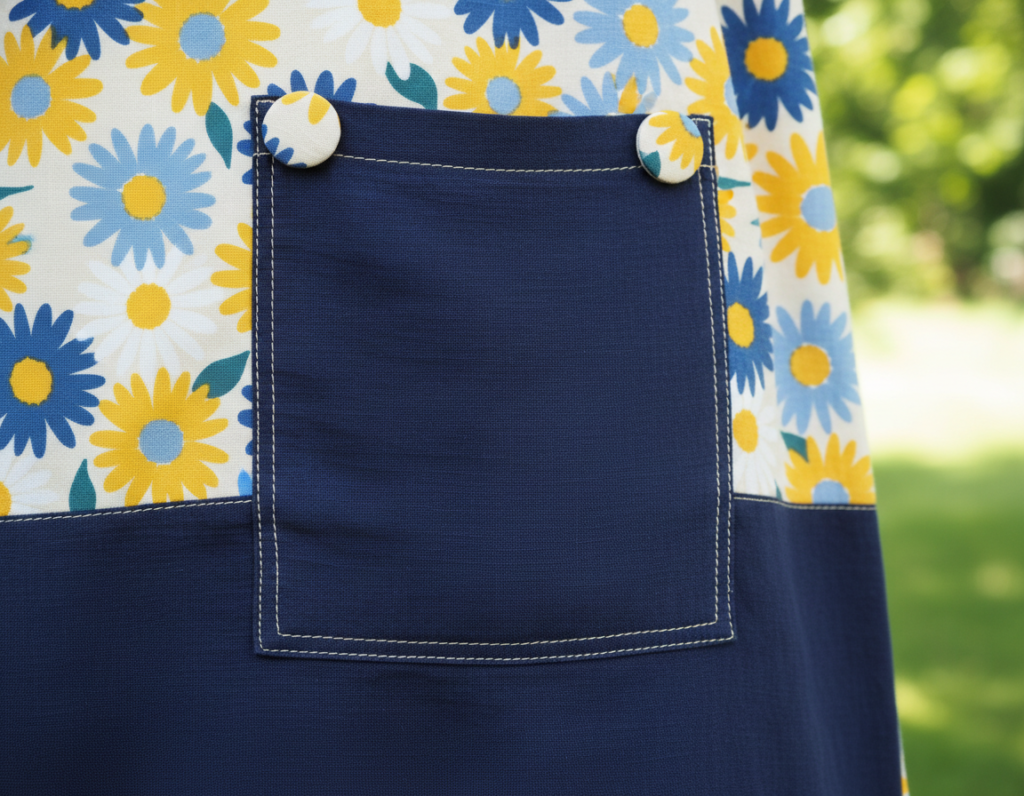 summer dress with decorative patch pockets detail