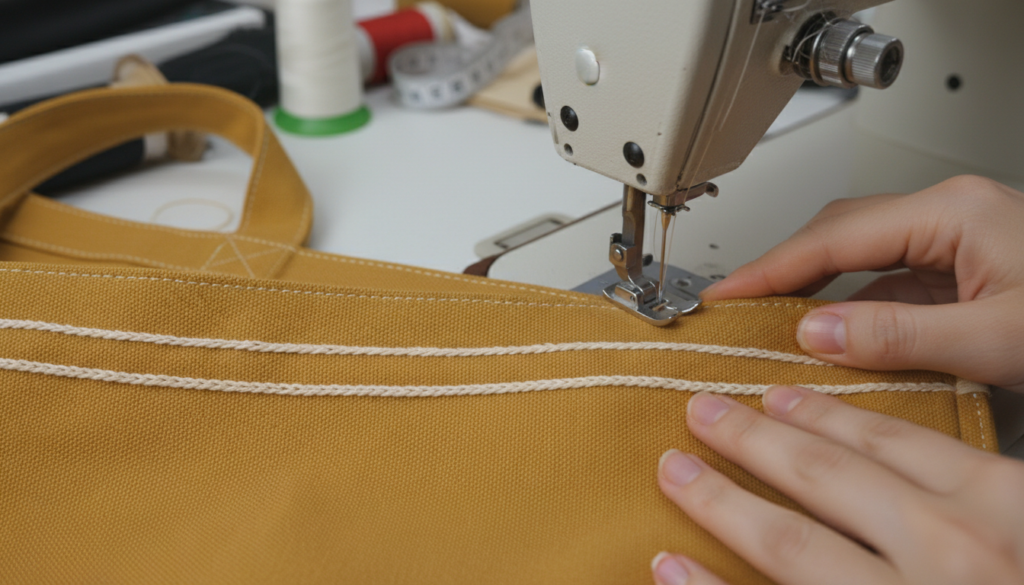 top stitching around bag opening