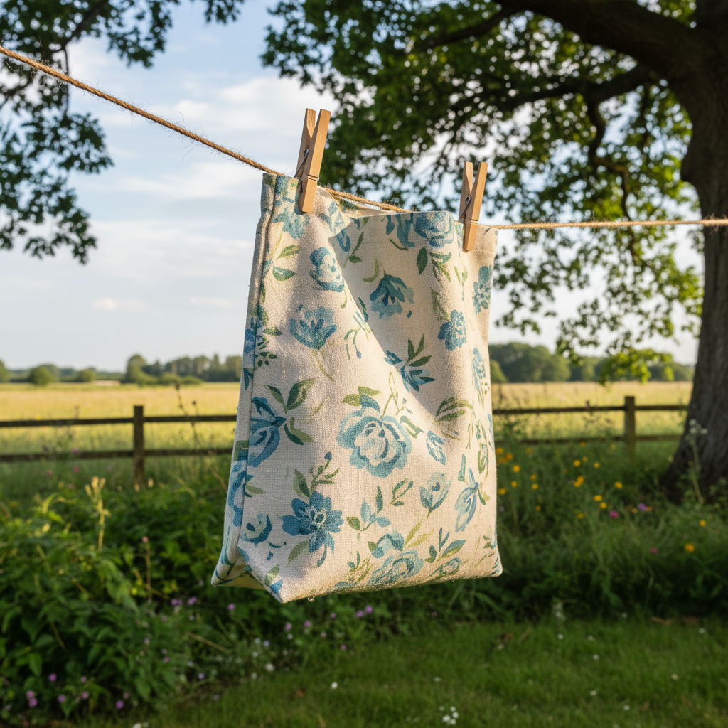 tote bag air drying on clothesline