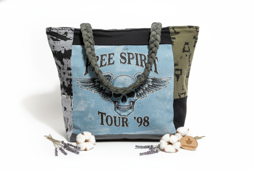 tote bag made from upcycled t-shirt