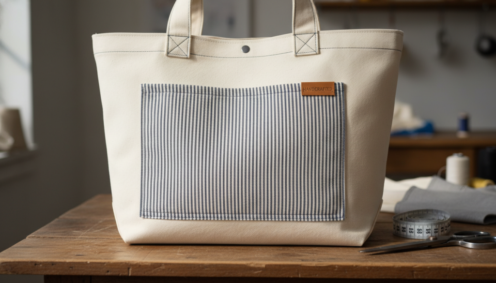 tote bag with added exterior pocket
