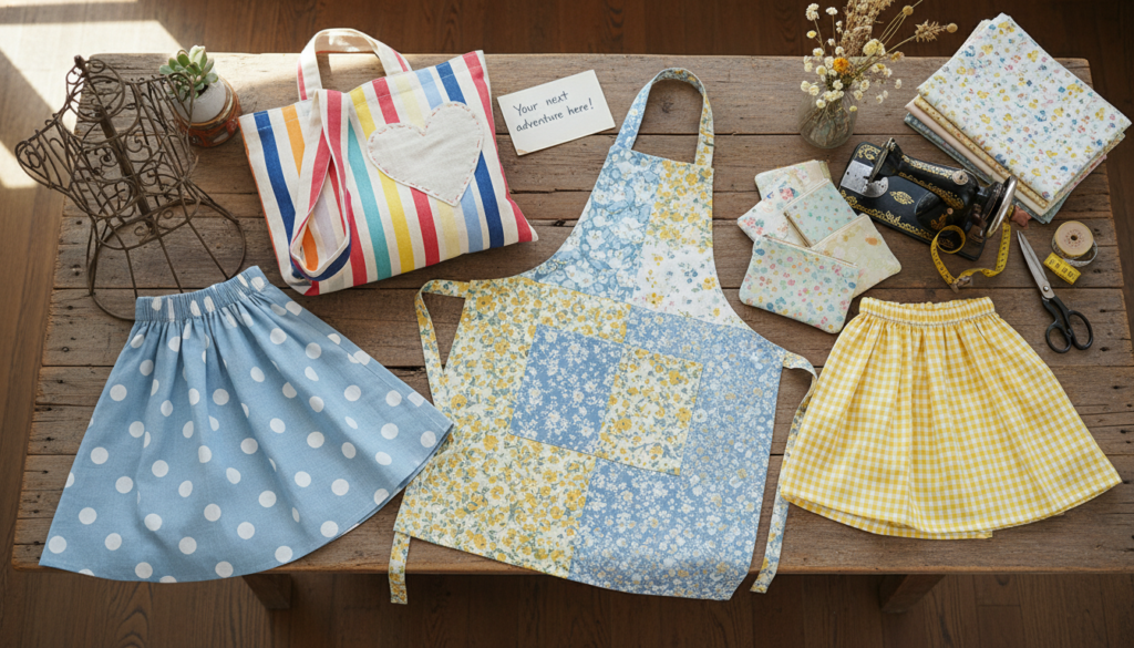 variety of beginner sewing projects displayed