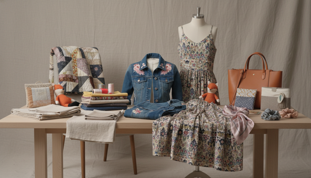 variety of completed sewing projects in different categories