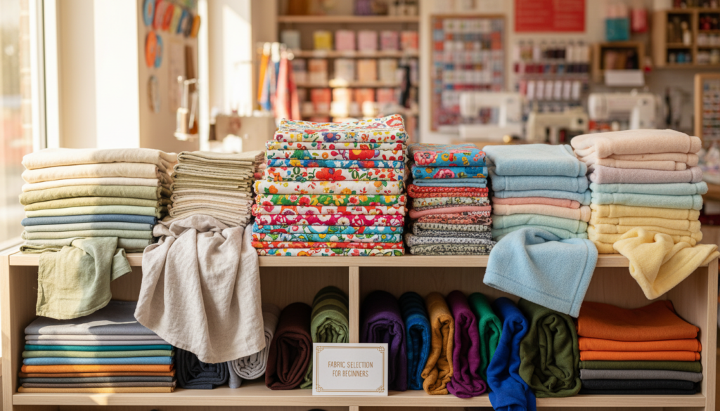 variety of fabric types folded and stacked showing different textures