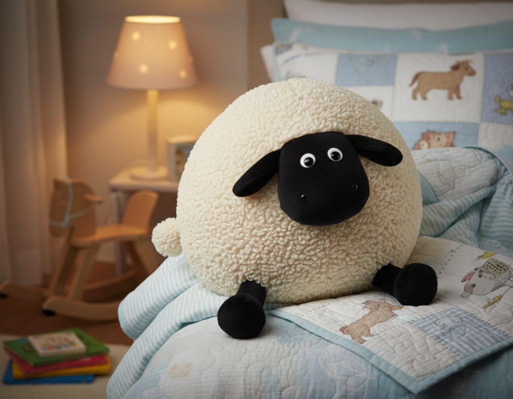 white sheep pillow plush toy with black face