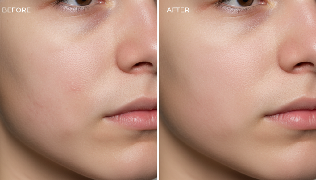 Before and after acne scar treatment comparison