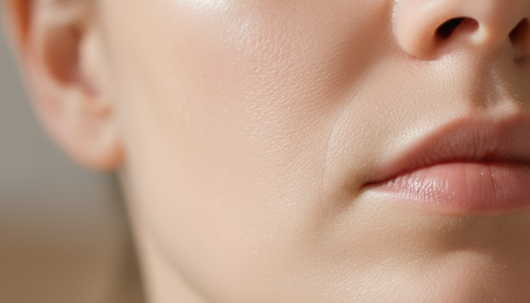 Clear glowing skin with natural radiance showing healthy complexion