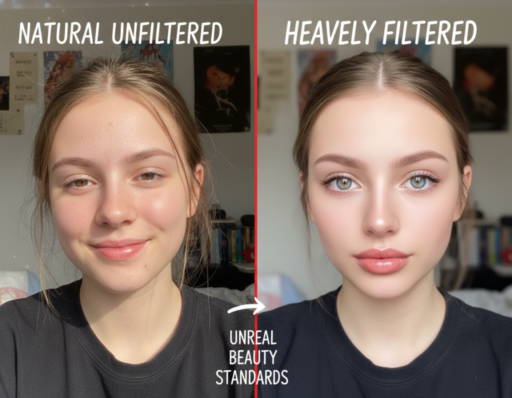 Comparison of filtered versus natural photo