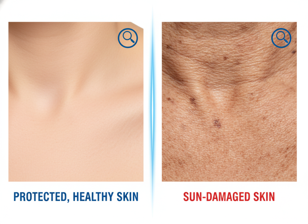 Comparison of protected versus sun-damaged skin texture