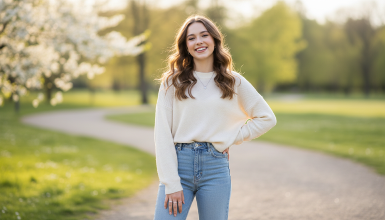 Confident teenage girl smiling naturally outdoors representing glow up tips for teens