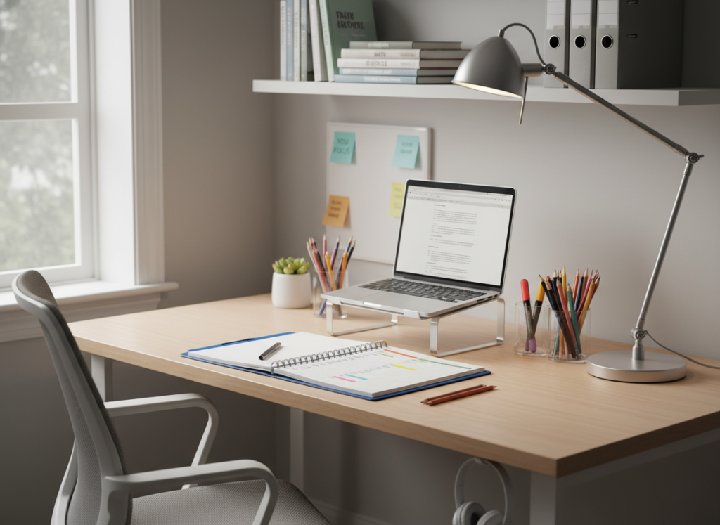 Organized study space for teens