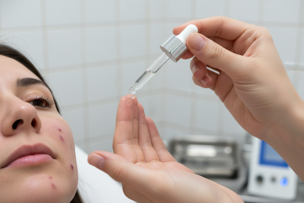Teen applying scar treatment product