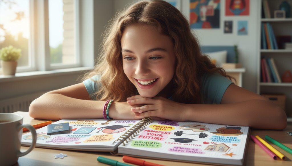 Teen planning transformation journey with excitement