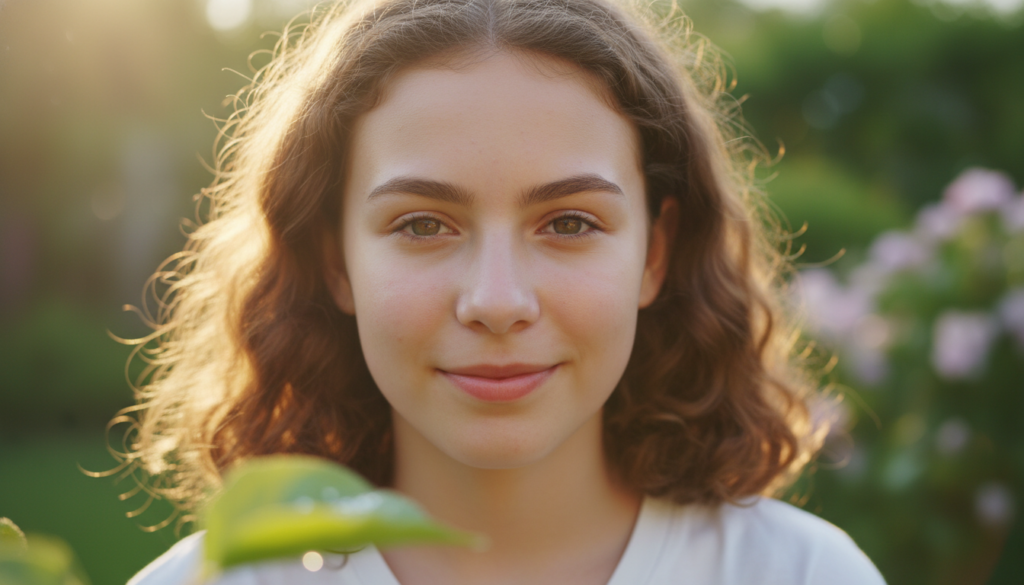 Teen with improving skin looking hopeful