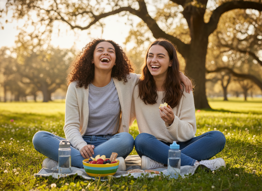 Teens enjoying healthy friendship together