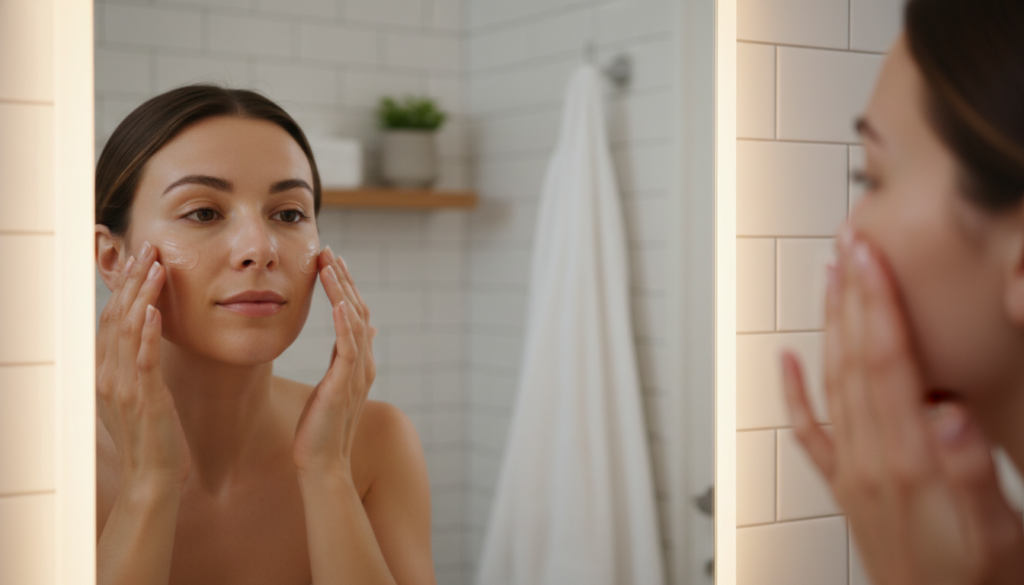 applying overnight face mask serum treatment