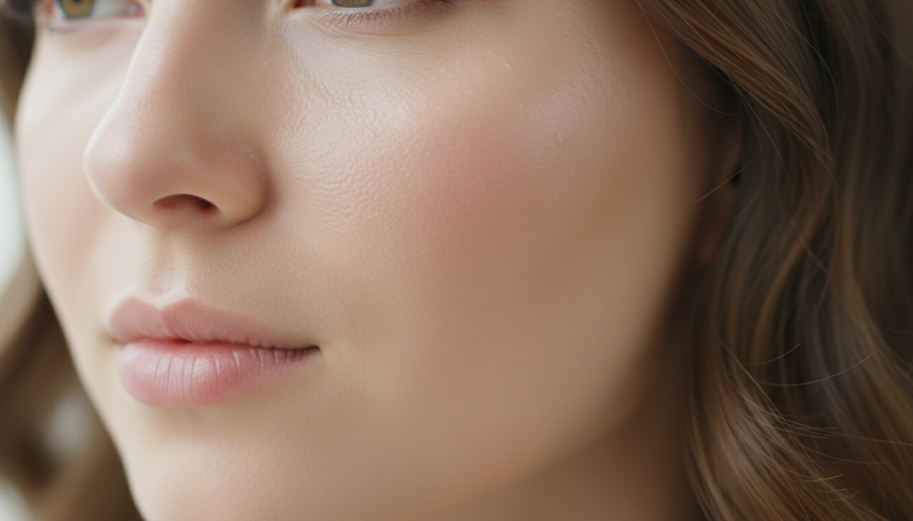 beautiful hydrated skin close-up showing results of proper dry skin care routine