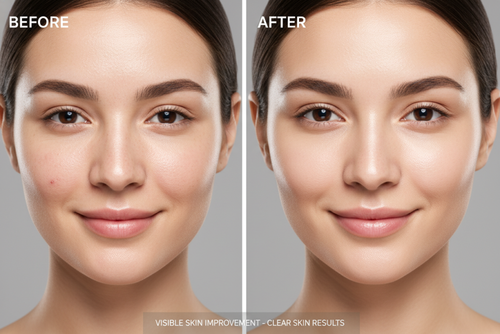 before and after clear skin transformation results