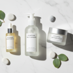 beginner skin care routine products laid out on clean white surface