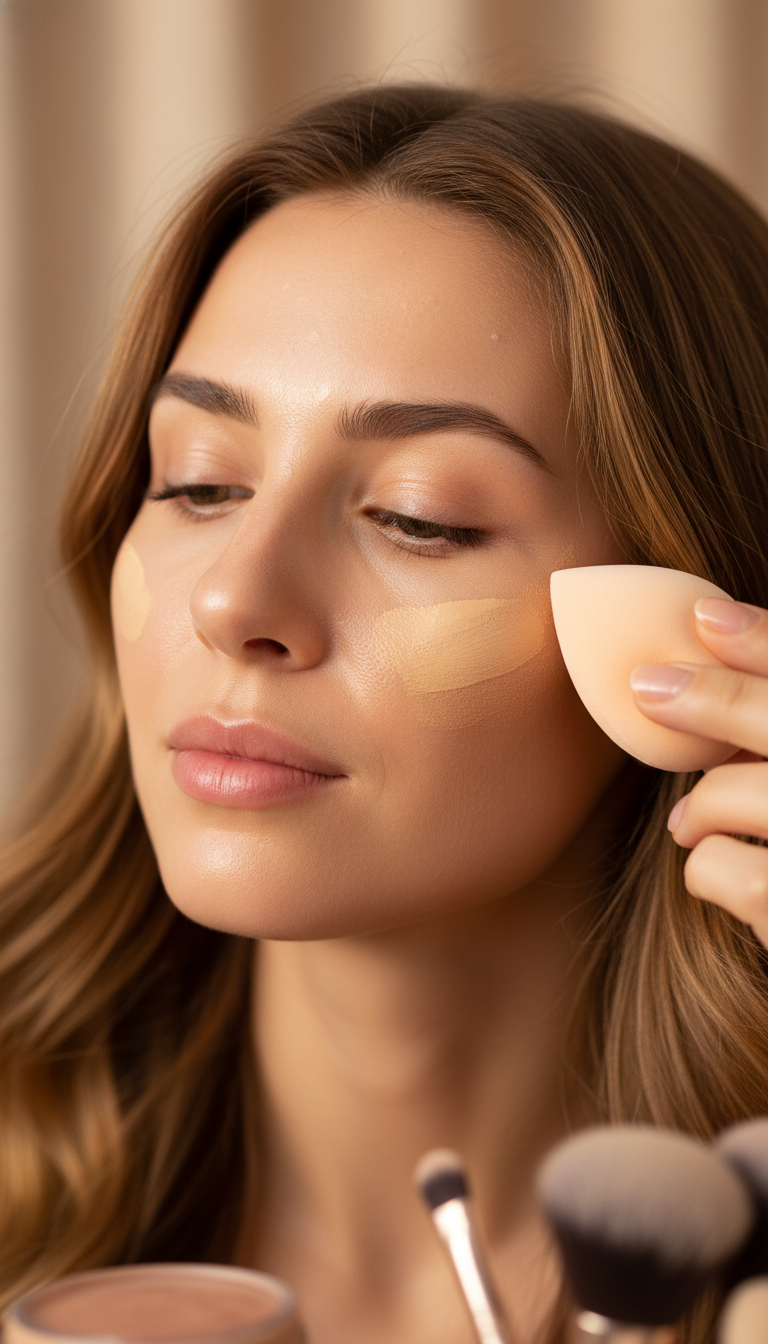 best foundation for dry skin application showing smooth, hydrated finish