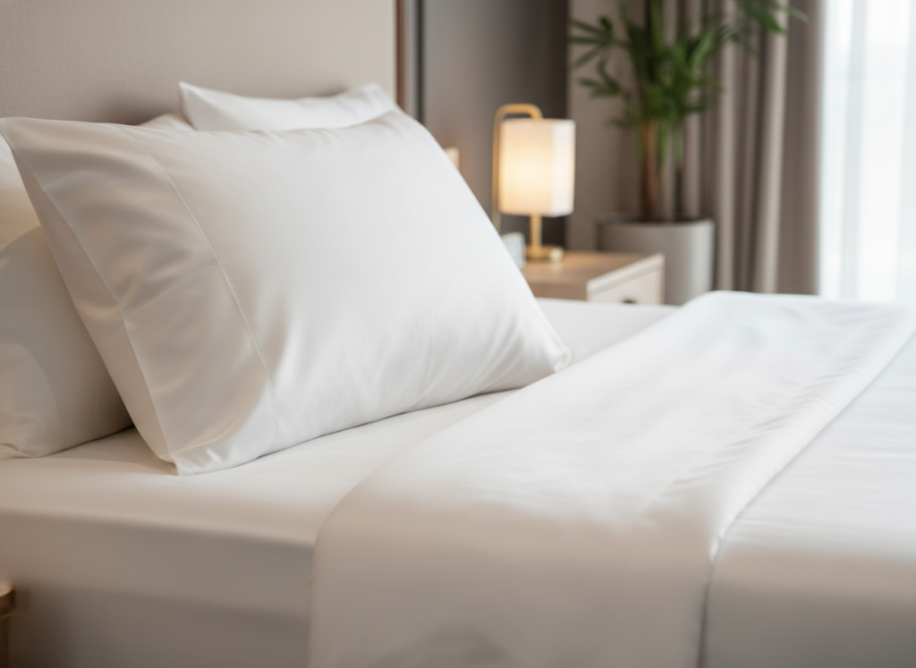 clean white pillowcase on bed bedroom