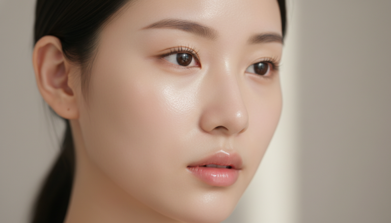 clear glass skin radiant complexion close-up