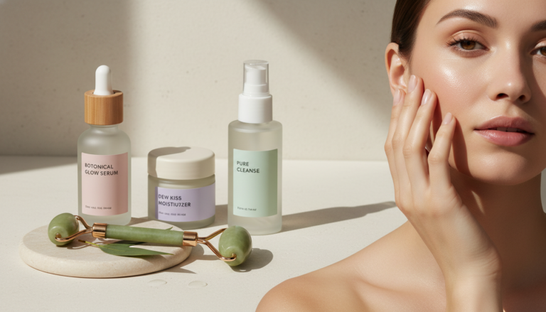 clear skin aesthetic minimalist beauty routine with natural skincare products
