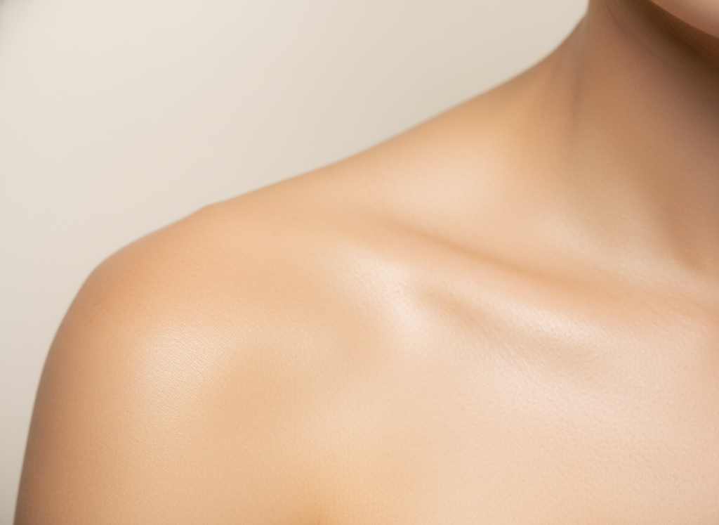 close-up of healthy glowing body skin texture