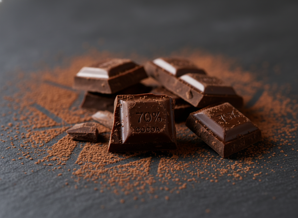 dark chocolate pieces for skin antioxidants