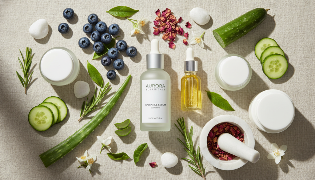 essential skincare products and ingredients for clear skin aesthetic