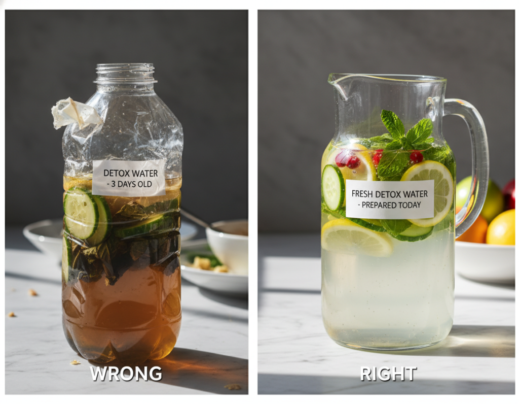 expired detox water and incorrect preparation methods