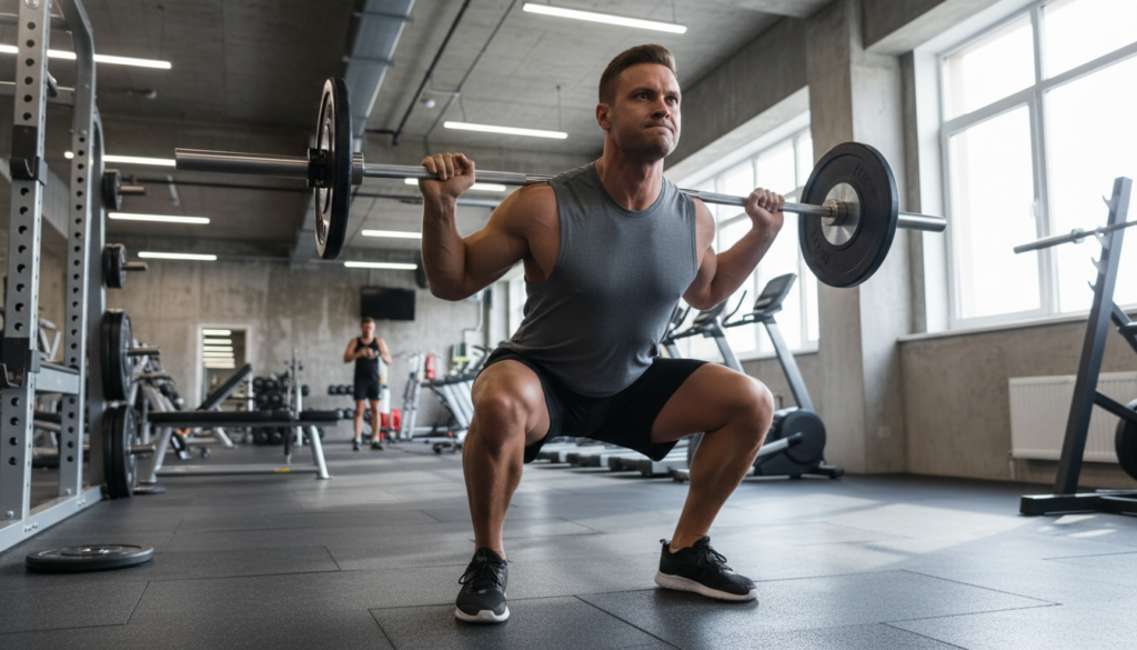 fit man performing workout exercise showing proper form and dedication