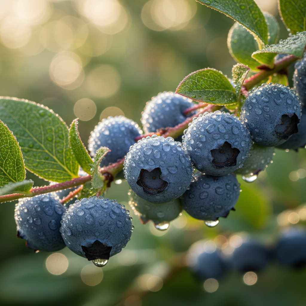 fresh blueberries in natural setting