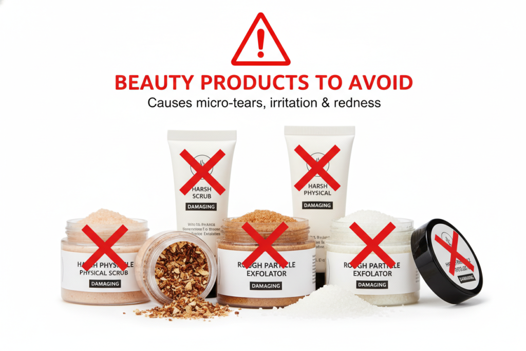 harsh face scrub products to avoid