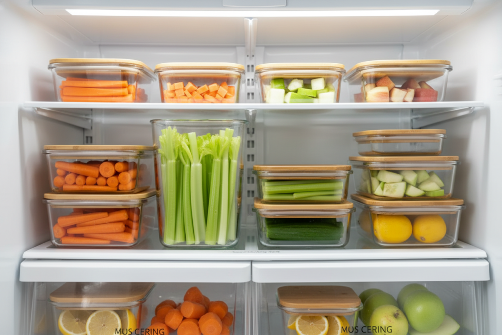 meal prep containers with juicing ingredients