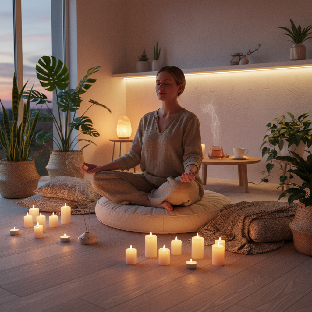 meditation relaxation evening routine candles